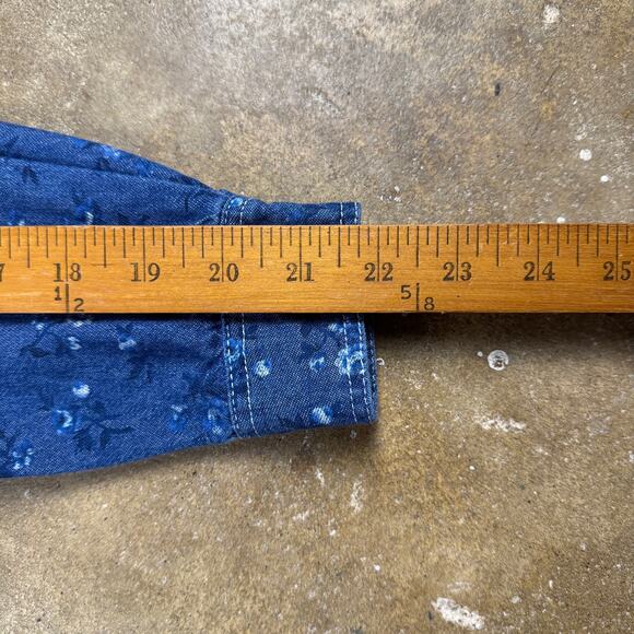 Vintage Cabin Creek Women’s Denim Floral Button Up Blue Ruffle‎ Cottagecore S - Picture 9 of 9